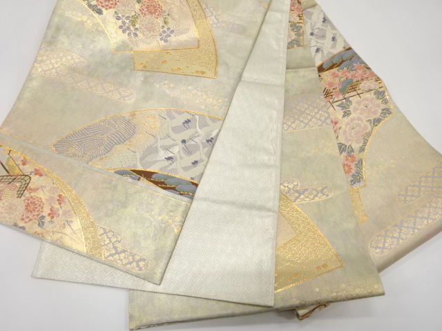 着物・帯 ] - 袋帯 地紙に鶴・牡丹・御所車模様織り出し 袋帯 | 宗 sou